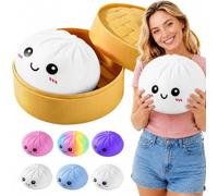 25cm Giant Dumpling Squishy with Steamer, Extra Large Big Jumbo Dumpling Stress Ball, Soft Squeeze Decompression Dough, Anxiety Relief Fidget, Adult Fidget Tool