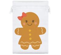 25cm 'Gingerbread Woman' Satin Drawstring Bag/Pouch (SB00124164)