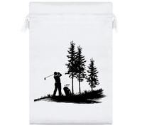 25cm 'Golfer Taking a Swing' Satin Drawstring Bag/Pouch (SB00114676)