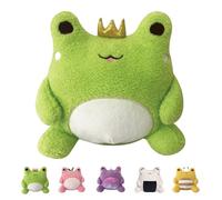 25cm Green Crown Frog Stuffed Animal Pillow - Cute Squishy Frog Plushie for Kids' Birthday, Valentine Party Favor or Room Decor