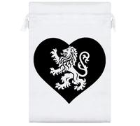 25cm 'Heraldic Lion Within Heart' Satin Drawstring Bag/Pouch (SB00117712)