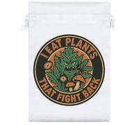 25cm 'I Eat Plants That Fight Back' Satin Drawstring Bag/Pouch (SB00120112)