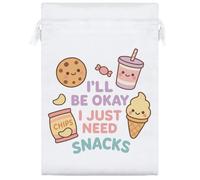 25cm 'I'll Be Okay. I Just Need Snacks' Satin Drawstring Bag/Pouch (SB00120404)