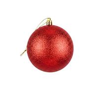 25cm Large Red Bauble PVC Shatterproof Glitter Finish Christmas Balls Ornament - Festive Xmas Tree Hanging Decorations, Round Ornament for Holiday Home Decor