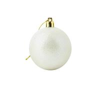 25cm Large White Bauble PVC Shatterproof Glitter Finish Christmas Balls Ornament - Festive Xmas Tree Hanging Decorations, Round Ornament for Holiday Home Decor