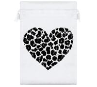 25cm 'Leopard Print Heart' Satin Drawstring Bag/Pouch (SB00106136)