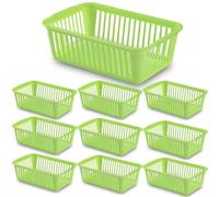 25cm Little Plastic Handy Baskets for kitchen Mini Size Storage Basket (Green, Pack of 10)