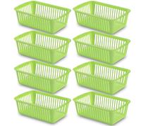 25cm Little Plastic Handy Baskets for kitchen Mini Size Storage Basket (Green, Pack of 8)