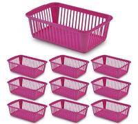 25cm Little Plastic Handy Baskets for kitchen Mini Size Storage Basket (Pink, Pack of 10)