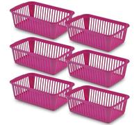 25cm Little Plastic Handy Baskets for kitchen Mini Size Storage Basket (Pink, Pack of 6)