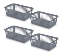 25cm Little Plastic Handy Baskets for kitchen Mini Size Storage Basket (Silver, Pack of 4)