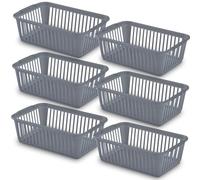 25cm Little Plastic Handy Baskets for kitchen Mini Size Storage Basket (Silver, Pack of 6)