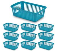 25cm Little Plastic Handy Baskets for kitchen Mini Size Storage Basket (Teal, Pack of 10)