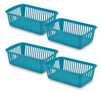 25cm Little Plastic Handy Baskets for kitchen Mini Size Storage Basket (Teal, Pack of 4)