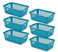 25cm Little Plastic Handy Baskets for kitchen Mini Size Storage Basket (Teal, Pack of 6)