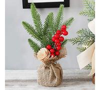 25cm Mini Christmas Tree with Red Fruit Desktop Ornaments Window Props Shopping Mall for Dining Table Desk Home Christmas Holiday Decorations