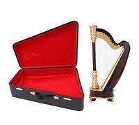 25cm Miniature Harp Model, Mini Wooden Harp Instrument Model with Storage Box for Home Desk Shelf Decor Gift Idea