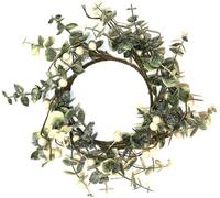 25cm Mistletoe Wreath - Small Christmas Door Decor with Leaves & White Berries