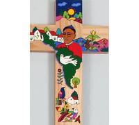 25cm Oscar Romero Cross Painted by Hand in a Co operative in Latin America