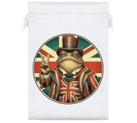 25cm 'Patriotic British Toad' Satin Drawstring Bag/Pouch (SB00118816)