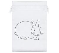 25cm 'Peace Bunny - Minimalist Rabbit Art' Satin Drawstring Bag/Pouch (SB00119788)