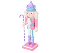 25CM Pink Wooden Nutcracker Christmas Decoration, Traditional Nutcracker Soldier Puppet Toy for Xmas Gift