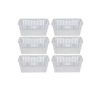 25cm Plastic Storage Basket Pack of 6 Clear - Multipurpose Lightweight Storage Organiser Bins with Ventilated Design for Kitchen, Bathroom, Bedroom, Office, Shelves & Drawers - Durable Utility Basket