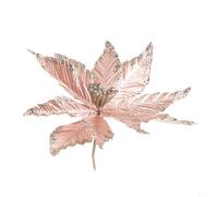 25cm Poinsettia Glitter Flower Hanging Decoration for Christmas Tree and Xmas Party, Suitable for Home, Garden, Wedding, and Event Use (Pink)