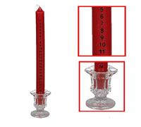 Premier Decorations 25cm RED Christmas Advent Candle in Clear Glass Holder