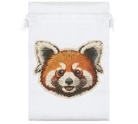 25cm 'Red Panda Portrait' Satin Drawstring Bag/Pouch (SB00117108)