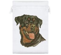 25cm 'Rottweiler Dog Portrait' Satin Drawstring Bag/Pouch (SB00123692)