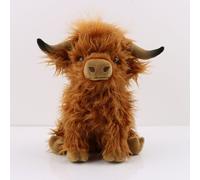 25cm Scottish Highland Cow Plush Toy - Realistic, Soft, Skin-Friendly, Long-Haired Doll