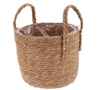 25Cm Seagrass Basket Planter with Waterproof Liner - Indoor Plant Pot for Succulents and Flowers - Rustic Wicker Flowerpot for Home Decor and Storage