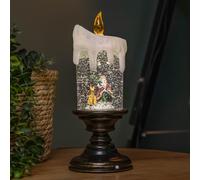 25cm Snowtime Dual Power LED Christmas Glitter Water Spinner Candlestick Santa Scene Samuel Alexander Brown One Size