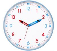 25cm Teaching Wall Clock Silent Sweep Movement for Time Learning, Pastel Color Design Mineral Glass & Safe ABS Material Kids Time Literacy Clock(blue)