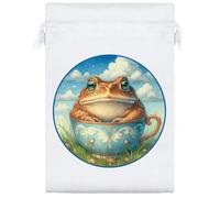 25cm 'Toad In China Cup' Satin Drawstring Bag/Pouch (SB00123480)