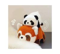 (25cm) Transforming Flip Panda Into Raccoon Plush Toy Cute Fun Double Kids Sided Gift