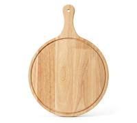 25cm Wooden Chopping Board with Handle | Round Cutting Board with Juice Groove | Large Wood Cutting Board for Kitchen, Serving Board for Cheese, Bread, Fruits, Vegetables & Charcuterie