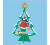 25cm Wooden Christmas Tree with Character - Green with Reindeer