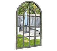 25cm x 45cm Arched Window Style Wall Mirror with a Distressed Metal Frame Suitable for Home and Garden Use