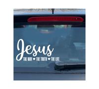 (25cmwide X 13cmhigh, White) Jesus The Way Truth Life Car Window Sticker Decal Religious Christian
