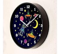 25cmx25cm Happy Galaxy Children Wall Clock 2 Yrs Warranty Modern Home Decoration Bedroom Decor Stylish Living Room Design Office Accessories Clocks Gift Ideas