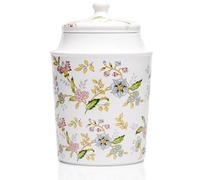 25DOL 60 Ounce Kitchen Ceramic Canister with Lid - Large Air Tight Coffee Grounds Container with Elegant Floral Pattern - Great Airtight Flour Jar, Tea Canister & Cute Cookie Jar