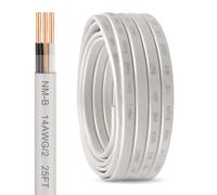 25FT 14/2 NM-B Wire with Ground - 14 Gauge 2 Conductor Solid Copper Residential Indoor Electrical Cable for Home Outlets, Switches, Lighting Circuits and Wiring