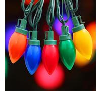 25Ft Christmas Lights Outdoor, C9 Multicolor String Light with 25 LED Shatterproof Colored Light Bulbs, Plug in Vintage Christmas Lights for Porch Wedding Party Easter Xmas Tree Decor