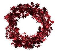 25ft Christmas Tinsel Gold Stars Wire Garland Tinsel-Star Rattan Xmas Tree Decoration For Home Wedding Birthday Christmas Part (Red)