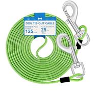 25ft Dog Tie Out Cable, Dog Leash Heavy Duty Tie Out Cable for Large Dogs Up to 125lbs Pull Force, Dogs Runner for Yard Outdoor and Camping, Heavy, Green