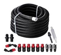 25FT PTFE Fuel line Kit: 6AN 3/8" Fuel Hose EFI LS Fuel Injection line E85 Oil Gas Hose Fitting Kit Nylon Stainless Steel