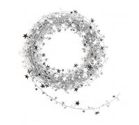 25ft Silver Star Tinsel Wire Garland for Artificial Holiday Tree Decoration Indoor Outdoor Festive Xmas Decor