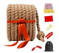 25FT Tug of War Rope for Summer Games, Natural Twisted Cotton Rope Outdoors Yard Backyard Camping Lawn Game for Team Building Activities Field Day Family Reunion Birthday Party